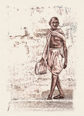 muurschildering van Gandhi